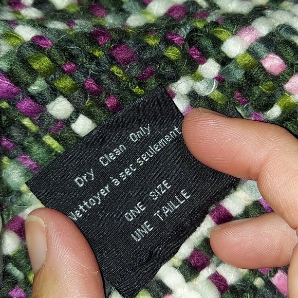 Madison 88~Multicolored Purple Green Woven Knit Scarf Tassel Details - Picture 4 of 13